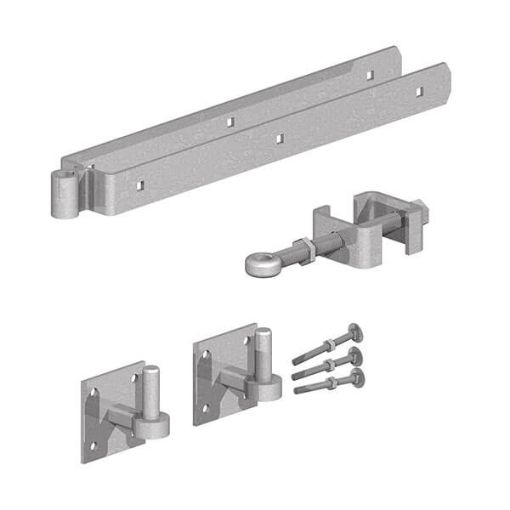 Picture of 450mm ADJUSTABLE FIELD GATE HINGE SET ON 100 X 100mm PLATES - GALV.