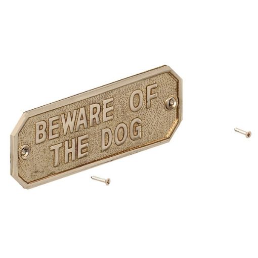 Picture of BEWARE OF THE DOG SIGN - BRASS
