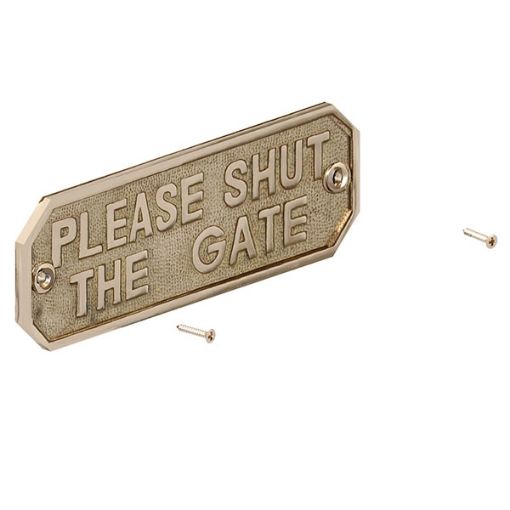 Picture of PLEASE SHUT THE GATE SIGN - BRASS