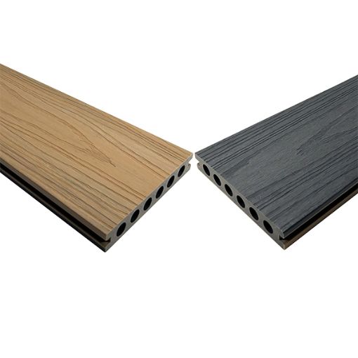 Picture of 22.5 X 143mm X 3.6m COMPOSITE PRIME HD DECK DUAL - SLATE & NATURAL OAK
To validate the product warranty:
- All deck boards must be installed in accordance with the Composite Prime HD Deck Dual fitting guide
- You must register your decking at composite-prime.com/register-warranty/ within 45 days of purchase
